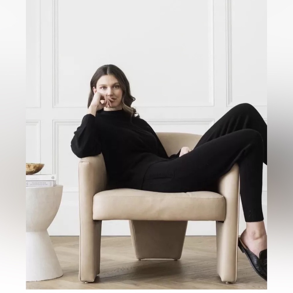 Cozy Earth Quintessential Cashmere Black Pullover Sweater & Jogger Lounge Set XS